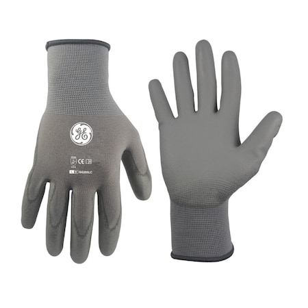 Ge Coated Gloves, Polyurethane, Gray, 1 PR GG205LC